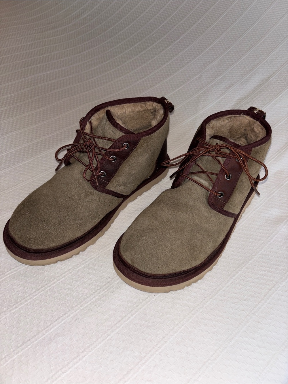 UGG Men's Suede Chukka Boots in Olive and Brown Trim